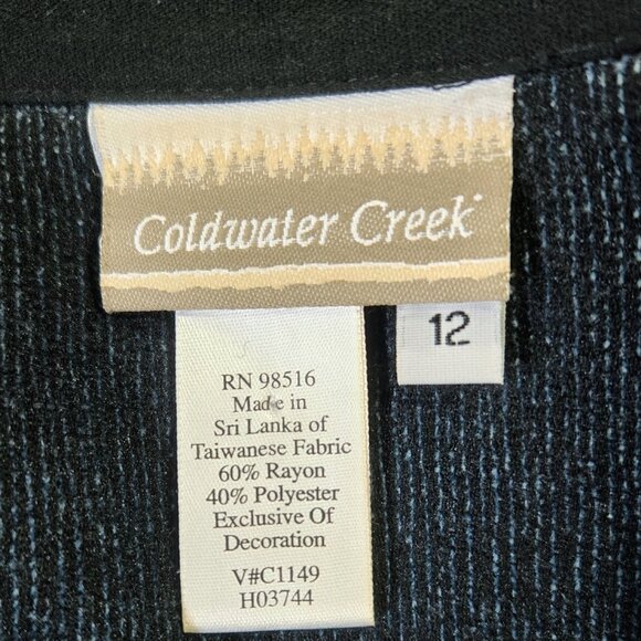 Vintage Coldwater Creek Blue Black Paisley Chenille Textured Button-Up Jacket - Picture 7 of 9